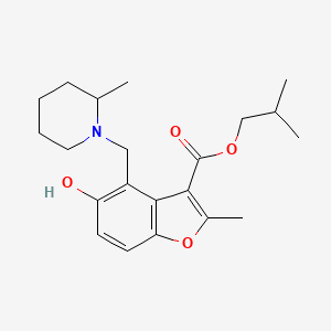 molecular formula C21H29NO4 B7752463 Isobutyl 5-hydroxy-2-methyl-4-[(2-methylpiperidin-1-yl)methyl]-1-benzofuran-3-carboxylate 
