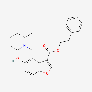 molecular formula C25H29NO4 B7752464 2-Phenylethyl 5-hydroxy-2-methyl-4-[(2-methylpiperidin-1-yl)methyl]-1-benzofuran-3-carboxylate 