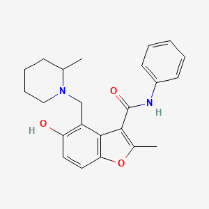 molecular formula C23H26N2O3 B7752466 5-hydroxy-2-methyl-4-[(2-methylpiperidin-1-yl)methyl]-N-phenyl-1-benzofuran-3-carboxamide 