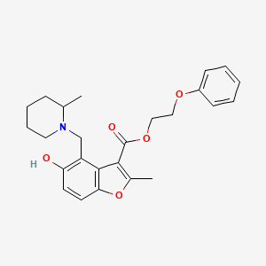 molecular formula C25H29NO5 B7752469 2-Phenoxyethyl 5-hydroxy-2-methyl-4-[(2-methylpiperidin-1-yl)methyl]-1-benzofuran-3-carboxylate 