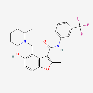 molecular formula C24H25F3N2O3 B7752475 5-hydroxy-2-methyl-4-[(2-methylpiperidin-1-yl)methyl]-N-[3-(trifluoromethyl)phenyl]-1-benzofuran-3-carboxamide 
