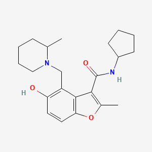 molecular formula C22H30N2O3 B7752477 N-cyclopentyl-5-hydroxy-2-methyl-4-[(2-methylpiperidin-1-yl)methyl]-1-benzofuran-3-carboxamide 