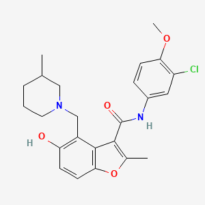 molecular formula C24H27ClN2O4 B7752495 N-(3-chloro-4-methoxyphenyl)-5-hydroxy-2-methyl-4-[(3-methylpiperidin-1-yl)methyl]-1-benzofuran-3-carboxamide 