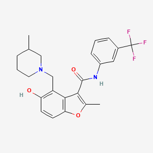 molecular formula C24H25F3N2O3 B7752499 {5-hydroxy-2-methyl-4-[(3-methylpiperidyl)methyl]benzo[b]furan-3-yl}-N-[3-(tri fluoromethyl)phenyl]carboxamide 