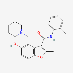 molecular formula C24H28N2O3 B7752505 5-hydroxy-2-methyl-N-(2-methylphenyl)-4-[(3-methylpiperidin-1-yl)methyl]-1-benzofuran-3-carboxamide 