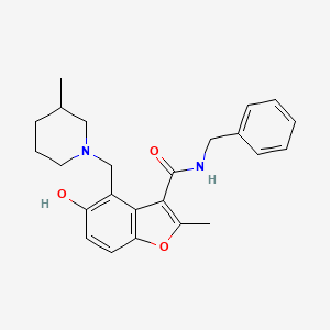 molecular formula C24H28N2O3 B7752509 N-benzyl-5-hydroxy-2-methyl-4-[(3-methylpiperidin-1-yl)methyl]-1-benzofuran-3-carboxamide 