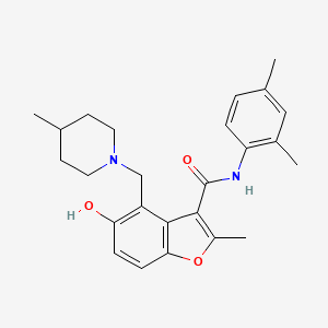molecular formula C25H30N2O3 B7752518 N-(2,4-dimethylphenyl)-5-hydroxy-2-methyl-4-[(4-methylpiperidin-1-yl)methyl]-1-benzofuran-3-carboxamide 