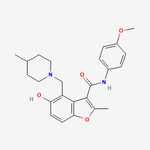 molecular formula C24H28N2O4 B7752525 5-hydroxy-N-(4-methoxyphenyl)-2-methyl-4-[(4-methylpiperidin-1-yl)methyl]-1-benzofuran-3-carboxamide 