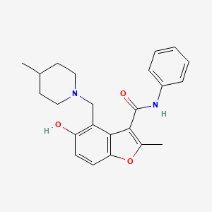 5-hydroxy-2-methyl-4-[(4-methylpiperidin-1-yl)methyl]-N-phenyl-1-benzofuran-3-carboxamide