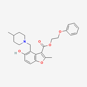 molecular formula C25H29NO5 B7752539 2-Phenoxyethyl 5-hydroxy-2-methyl-4-[(4-methylpiperidin-1-yl)methyl]-1-benzofuran-3-carboxylate 
