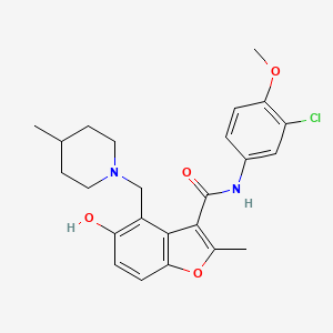 molecular formula C24H27ClN2O4 B7752545 N-(3-chloro-4-methoxyphenyl)-5-hydroxy-2-methyl-4-[(4-methylpiperidin-1-yl)methyl]-1-benzofuran-3-carboxamide 