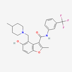 molecular formula C24H25F3N2O3 B7752551 5-hydroxy-2-methyl-4-[(4-methylpiperidin-1-yl)methyl]-N-[3-(trifluoromethyl)phenyl]-1-benzofuran-3-carboxamide 