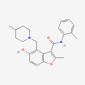 molecular formula C24H28N2O3 B7752557 5-hydroxy-2-methyl-N-(2-methylphenyl)-4-[(4-methylpiperidin-1-yl)methyl]-1-benzofuran-3-carboxamide 