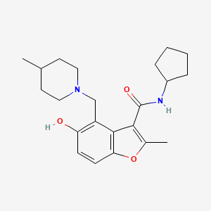 molecular formula C22H30N2O3 B7752563 N-cyclopentyl-5-hydroxy-2-methyl-4-[(4-methylpiperidin-1-yl)methyl]-1-benzofuran-3-carboxamide 