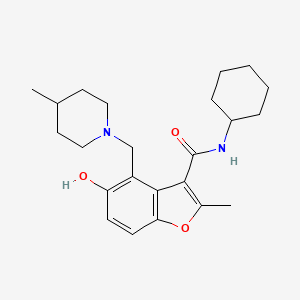 molecular formula C23H32N2O3 B7752569 N-cyclohexyl-5-hydroxy-2-methyl-4-[(4-methylpiperidin-1-yl)methyl]-1-benzofuran-3-carboxamide 