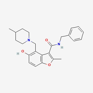 molecular formula C24H28N2O3 B7752572 N-benzyl-5-hydroxy-2-methyl-4-[(4-methylpiperidin-1-yl)methyl]-1-benzofuran-3-carboxamide 