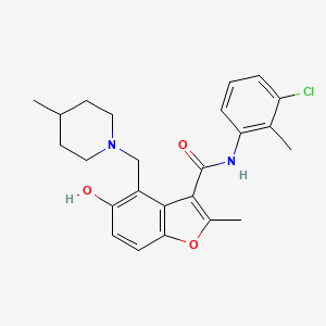 N-(3-chloro-2-methylphenyl)-5-hydroxy-2-methyl-4-[(4-methylpiperidin-1-yl)methyl]-1-benzofuran-3-carboxamide