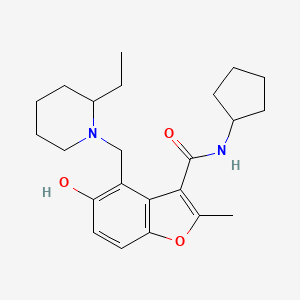 molecular formula C23H32N2O3 B7752574 N-cyclopentyl-4-[(2-ethylpiperidin-1-yl)methyl]-5-hydroxy-2-methyl-1-benzofuran-3-carboxamide 