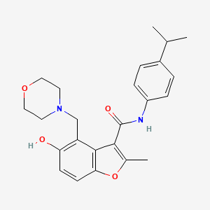 molecular formula C24H28N2O4 B7752590 5-hydroxy-N-(4-isopropylphenyl)-2-methyl-4-(morpholinomethyl)benzofuran-3-carboxamide 