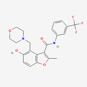 molecular formula C22H21F3N2O4 B7752595 5-hydroxy-2-methyl-4-(morpholin-4-ylmethyl)-N-[3-(trifluoromethyl)phenyl]-1-benzofuran-3-carboxamide 