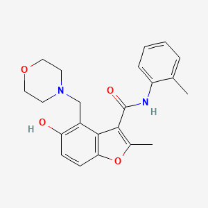 molecular formula C22H24N2O4 B7752597 5-hydroxy-2-methyl-N-(2-methylphenyl)-4-(morpholin-4-ylmethyl)-1-benzofuran-3-carboxamide 