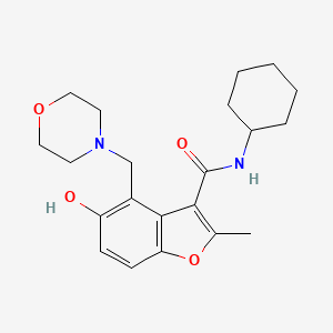 molecular formula C21H28N2O4 B7752604 N-cyclohexyl-5-hydroxy-2-methyl-4-(morpholin-4-ylmethyl)-1-benzofuran-3-carboxamide 