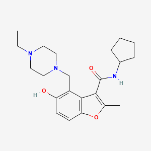 molecular formula C22H31N3O3 B7752650 N-cyclopentyl-4-[(4-ethylpiperazin-1-yl)methyl]-5-hydroxy-2-methyl-1-benzofuran-3-carboxamide 