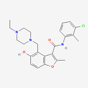 molecular formula C24H28ClN3O3 B7752657 N-(3-chloro-2-methylphenyl)-4-[(4-ethylpiperazin-1-yl)methyl]-5-hydroxy-2-methyl-1-benzofuran-3-carboxamide 