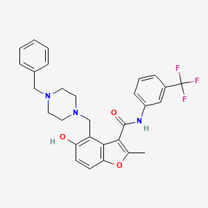 molecular formula C29H28F3N3O3 B7752665 4-[(4-benzylpiperazin-1-yl)methyl]-5-hydroxy-2-methyl-N-[3-(trifluoromethyl)phenyl]-1-benzofuran-3-carboxamide 
