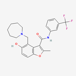 molecular formula C24H25F3N2O3 B7752689 4-(azepan-1-ylmethyl)-5-hydroxy-2-methyl-N-[3-(trifluoromethyl)phenyl]-1-benzofuran-3-carboxamide 