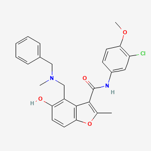 molecular formula C26H25ClN2O4 B7752697 4-{[benzyl(methyl)amino]methyl}-N-(3-chloro-4-methoxyphenyl)-5-hydroxy-2-methyl-1-benzofuran-3-carboxamide 