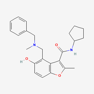 molecular formula C24H28N2O3 B7752705 4-{[benzyl(methyl)amino]methyl}-N-cyclopentyl-5-hydroxy-2-methyl-1-benzofuran-3-carboxamide 