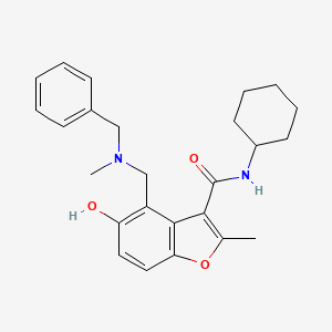 molecular formula C25H30N2O3 B7752710 4-{[benzyl(methyl)amino]methyl}-N-cyclohexyl-5-hydroxy-2-methyl-1-benzofuran-3-carboxamide 
