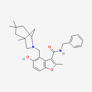 molecular formula C28H34N2O3 B7752726 N-benzyl-5-hydroxy-2-methyl-4-[(1,3,3-trimethyl-6-azabicyclo[3.2.1]oct-6-yl)methyl]-1-benzofuran-3-carboxamide 