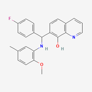 molecular formula C24H21FN2O2 B7752895 7-{(4-Fluorophenyl)[(2-methoxy-5-methylphenyl)amino]methyl}quinolin-8-ol 