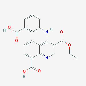 molecular formula C20H16N2O6 B7752945 4-(3-Carboxyanilino)-3-ethoxycarbonylquinoline-8-carboxylic acid 