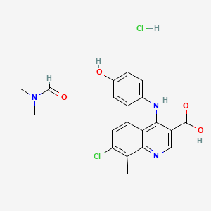 molecular formula C20H21Cl2N3O4 B7752961 7-chloro-4-(4-hydroxyanilino)-8-methylquinoline-3-carboxylic acid;N,N-dimethylformamide;hydrochloride 