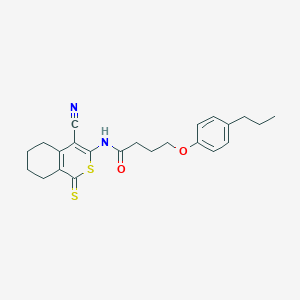 molecular formula C23H26N2O2S2 B7752972 N-(4-cyano-1-thioxo-5,6,7,8-tetrahydro-1H-isothiochromen-3-yl)-4-(4-propylphenoxy)butanamide 