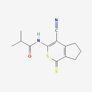 molecular formula C13H14N2OS2 B7752980 N-(4-cyano-1-thioxo-1,5,6,7-tetrahydrocyclopenta[c]thiopyran-3-yl)isobutyramide 