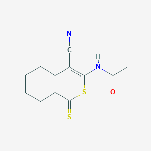 molecular formula C12H12N2OS2 B7752985 N-(4-cyano-1-sulfanylidene-5,6,7,8-tetrahydroisothiochromen-3-yl)acetamide 