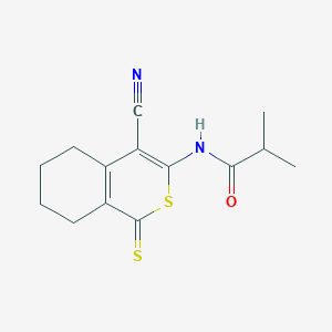 N-(4-cyano-1-sulfanylidene-5,6,7,8-tetrahydroisothiochromen-3-yl)-2-methylpropanamide