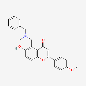 molecular formula C25H23NO4 B7752996 5-{[benzyl(methyl)amino]methyl}-6-hydroxy-2-(4-methoxyphenyl)-4H-chromen-4-one 