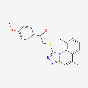 molecular formula C21H19N3O2S B7753040 2-[(5,9-Dimethyl[1,2,4]triazolo[4,3-a]quinolin-1-yl)thio]-1-(4-methoxyphenyl)ethanone 