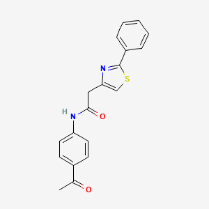molecular formula C19H16N2O2S B7753053 N-(4-acetylphenyl)-2-(2-phenyl-1,3-thiazol-4-yl)acetamide 