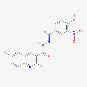 molecular formula C18H13FN4O4 B7753116 6-fluoro-N-[(E)-(4-hydroxy-3-nitrophenyl)methylideneamino]-2-methylquinoline-3-carboxamide 