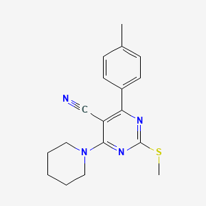 molecular formula C18H20N4S B7753176 4-(4-Methylphenyl)-2-methylsulfanyl-6-piperidin-1-ylpyrimidine-5-carbonitrile 
