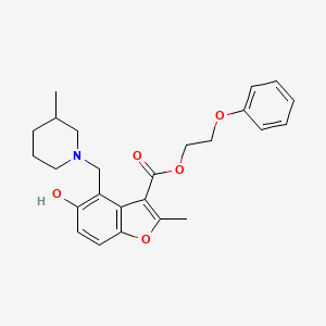 molecular formula C25H29NO5 B7753185 2-Phenoxyethyl 5-hydroxy-2-methyl-4-[(3-methylpiperidin-1-yl)methyl]-1-benzofuran-3-carboxylate 