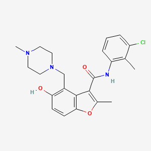 N-(3-chloro-2-methylphenyl)-5-hydroxy-2-methyl-4-[(4-methylpiperazin-1-yl)methyl]-1-benzofuran-3-carboxamide