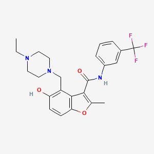 molecular formula C24H26F3N3O3 B7753199 {4-[(4-ethylpiperazinyl)methyl]-5-hydroxy-2-methylbenzo[b]furan-3-yl}-N-[3-(tr ifluoromethyl)phenyl]carboxamide 