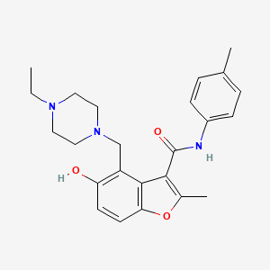 molecular formula C24H29N3O3 B7753203 4-[(4-ethylpiperazin-1-yl)methyl]-5-hydroxy-2-methyl-N-(4-methylphenyl)-1-benzofuran-3-carboxamide 